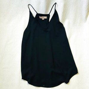 Loft Black Flowy Dressy Black Racerback Tank Top | Size Medium